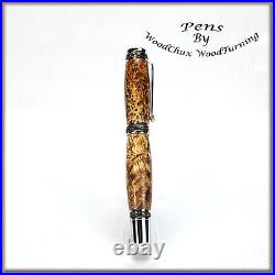 Handmade Exotic Black Ash Burl Wood Rollerball Or Fountain Pen ART 1462a