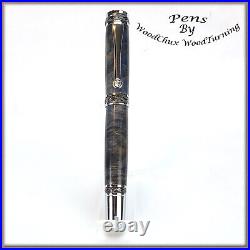 Handmade Exotic Blue Maple Burl Wood Rollerball Or Fountain Pen ART 1395a