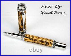 Handmade Exotic Bocote Wood Rollerball Or Fountain Pen ART SEE VIDEO 1126a