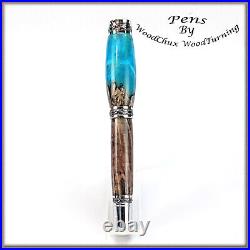 Handmade Exotic Koa Burl Wood & Resin Rollerball Or Fountain Pen ART 1416