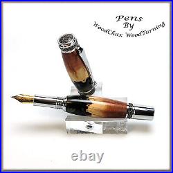 Handmade Exotic Mallee Burl Wood & Resin Rollerball Or Fountain Pen ART 1446a