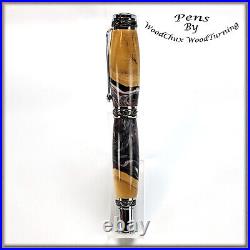Handmade Exotic Mallee Burl Wood & Resin Rollerball Or Fountain Pen ART 1447a