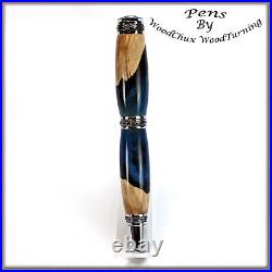 Handmade Exotic Mallee Burl Wood & Resin Rollerball Or Fountain Pen ART 1448