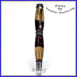 Handmade Exotic Mallee Burl Wood & Resin Rollerball Or Fountain Pen ART 1452