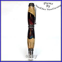 Handmade Exotic Mallee Burl Wood & Resin Rollerball Or Fountain Pen ART 1452
