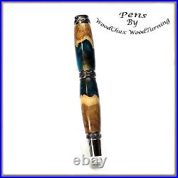 Handmade Exotic Mallee Burl Wood & Resin Rollerball Or Fountain Pen ART 1524