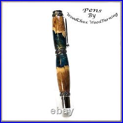Handmade Exotic Mallee Burl Wood & Resin Rollerball Or Fountain Pen ART 1524