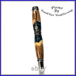 Handmade Exotic Mallee Burl Wood & Resin Rollerball Or Fountain Pen ART 1524a