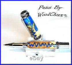 Handmade Exotic Maple Burl Wood & Resin Rollerball Or Fountain Pen ART 1298