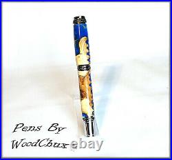 Handmade Exotic Maple Burl Wood & Resin Rollerball Or Fountain Pen ART 1298