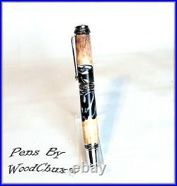 Handmade Exotic Maple Burl Wood & Resin Rollerball Or Fountain Pen ART 1300a
