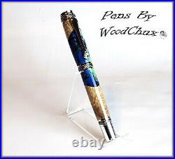 Handmade Exotic Maple Burl Wood & Resin Rollerball Or Fountain Pen ART 1304