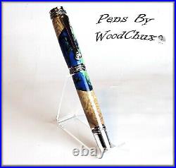 Handmade Exotic Maple Burl Wood & Resin Rollerball Or Fountain Pen ART 1304