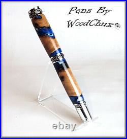 Handmade Exotic Maple Burl Wood & Resin Rollerball Or Fountain Pen ART 1305a