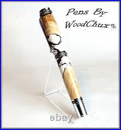 Handmade Exotic Maple Burl Wood & Resin Rollerball Or Fountain Pen ART 1306