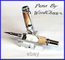 Handmade Exotic Maple Burl Wood & Resin Rollerball Or Fountain Pen ART 1306a