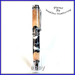 Handmade Exotic Maple Burl Wood Resin Rollerball Or Fountain Pen ART 1323