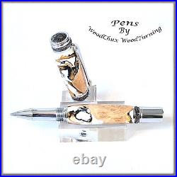 Handmade Exotic Maple Burl Wood & Resin Rollerball Or Fountain Pen ART 1331