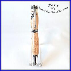 Handmade Exotic Maple Burl Wood & Resin Rollerball Or Fountain Pen ART 1331a