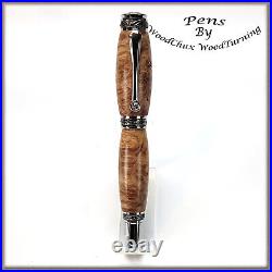 Handmade Exotic Maple Burl Wood Rollerball Or Fountain Pen ART 1496