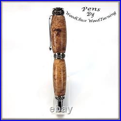 Handmade Exotic Maple Burl Wood Rollerball Or Fountain Pen ART 1496