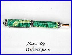 Handmade Exotic Maple Burl Wood Rollerball Or Fountain Pen ART SEE VIDEO 1140a