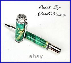 Handmade Exotic Maple Burl Wood Rollerball Or Fountain Pen ART SEE VIDEO 1140a