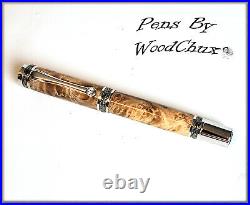 Handmade Exotic Maple Burl Wood Rollerball Or Fountain Pen ART SEE VIDEO 1295