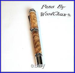 Handmade Exotic Maple Burl Wood Rollerball Or Fountain Pen ART SEE VIDEO 1295