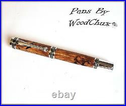 Handmade Exotic Maple Burl Wood Rollerball Or Fountain Pen ART SEE VIDEO 1297