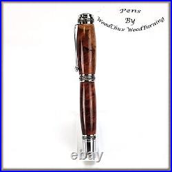 Handmade Exotic Red Mallee Burl Wood Rollerball Or Fountain Pen ART 1440