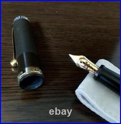 Handmade Fountain Pen Ohashido 14K Black Gold Vintage With Banboo Case