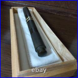 Handmade Fountain Pen Ohashido 14K Black Gold Vintage With Banboo Case