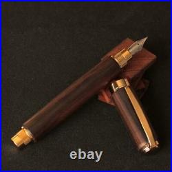 Handmade Fountain Pen Quality Wood Ebony M (Medium Nib) Woodcraft By Kenichi JP