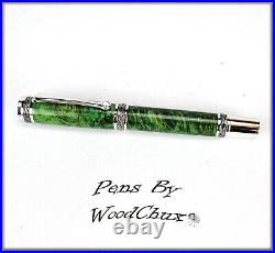 Handmade Green Boxelder Wood Rollerball Or Fountain Pen ART SEE VIDEO 1138a