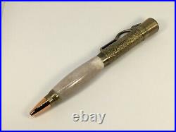 Handmade Hunter Lever Action Pen with Antique Brass Accents & Berea Parts