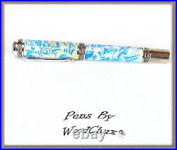 Handmade Ice Blue Swirl Writing Rollerball Or Fountain Pen Art SEE VIDEO 824