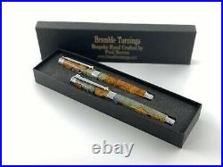 Handmade Irish Wych Elm Pen Set, Fountain Pen and Roller Ball. (187)