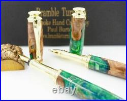 Handmade Irish Wych Elm Pen Set, Fountain Pen and Roller Ball. (194)