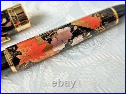 Handmade Japanese golden Makie fountain Pen Fan & Cherry Blossoms
