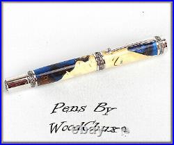 Handmade Maple Wood & Resin Writing Rollerball Or Fountain Pen SEE VIDEO 1052