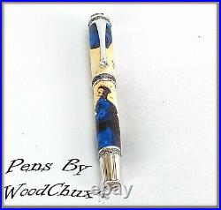 Handmade Maple Wood & Resin Writing Rollerball Or Fountain Pen SEE VIDEO 1052a