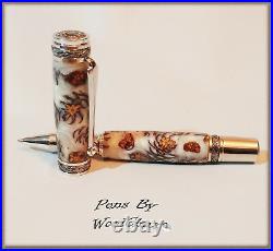 Handmade Mini Pine Cones Writing Rollerball Or Fountain Pen Art SEE VIDEO 863a
