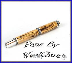 Handmade Olive Wood WoodWriting Rollerball Or Fountain Pen SEE VIDEO 1077a