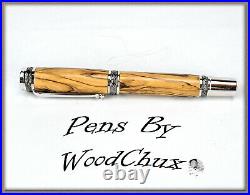 Handmade Olive Wood WoodWriting Rollerball Or Fountain Pen SEE VIDEO 1077a