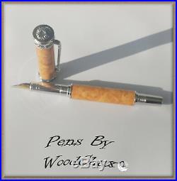 Handmade Rare Amboyna Burl Wood Rollerball Or Fountain Pen SEE VIDEO 846a