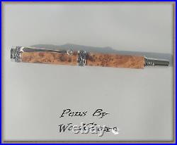 Handmade Rare Black Ash Burl Wood Rollerball Or Fountain Pen SEE VIDEO 844a