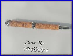 Handmade Rare Black Ash Burl Wood Rollerball Or Fountain Pen SEE VIDEO 844a