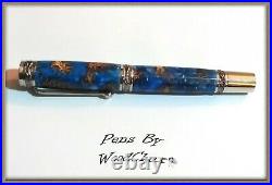Handmade Rare Blue Pine Cone Writing Rollerball Fountain Pen SEE VIDEO 869