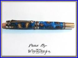 Handmade Rare Blue Pine Cone Writing Rollerball Fountain Pen SEE VIDEO 869a